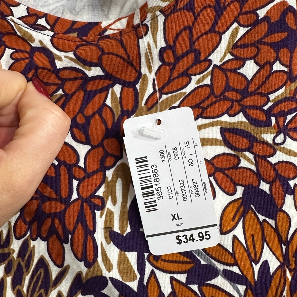 Christopher & Banks Autumn Leaf Print Blouse - Picture 3 of 7